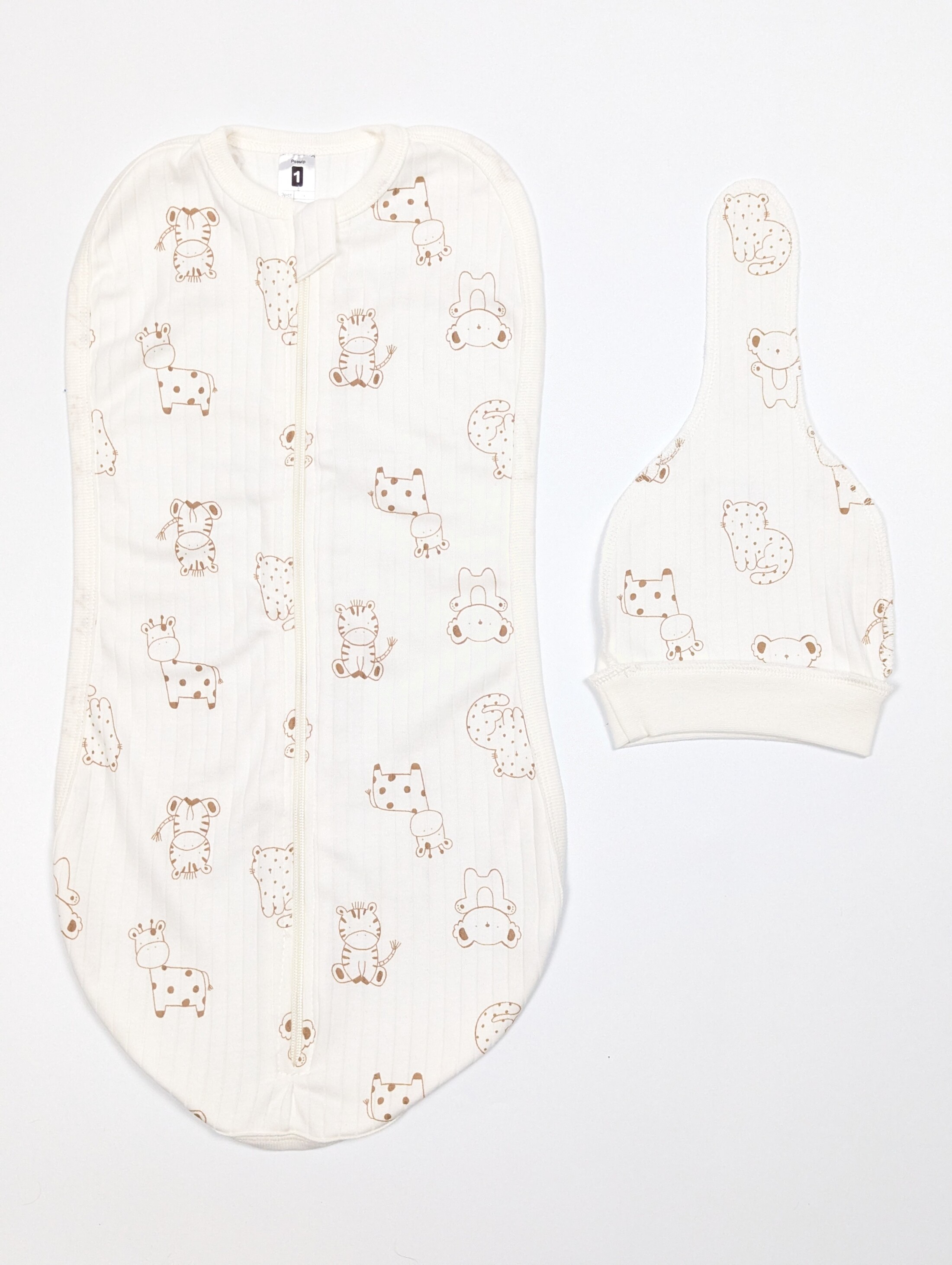 Комплект: Європелюшка-кокон з тваринками та шапочка інтерлок