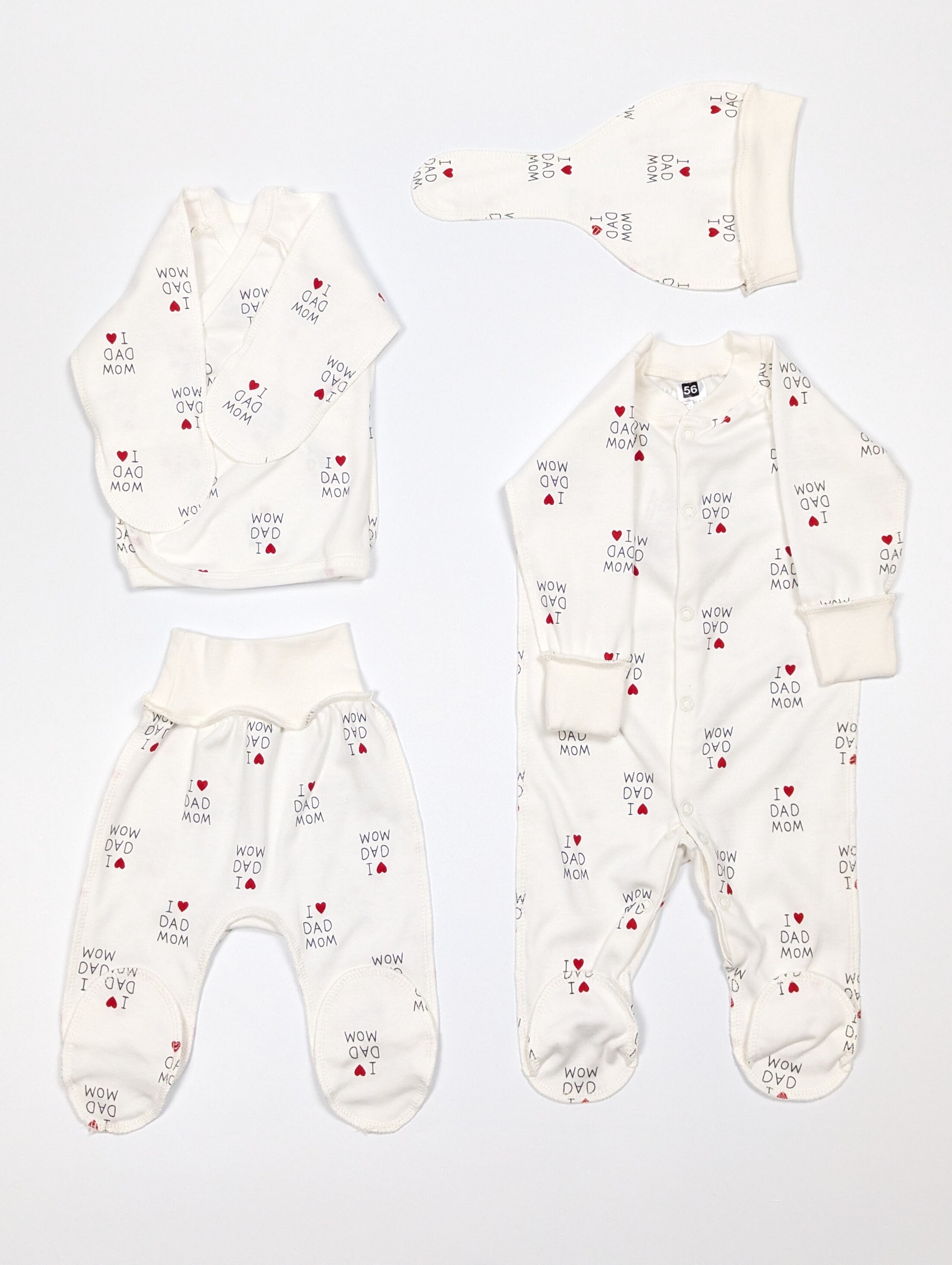 Комплект дитячого одягу з Люблю тата маму з 4 предметів, інтерлок