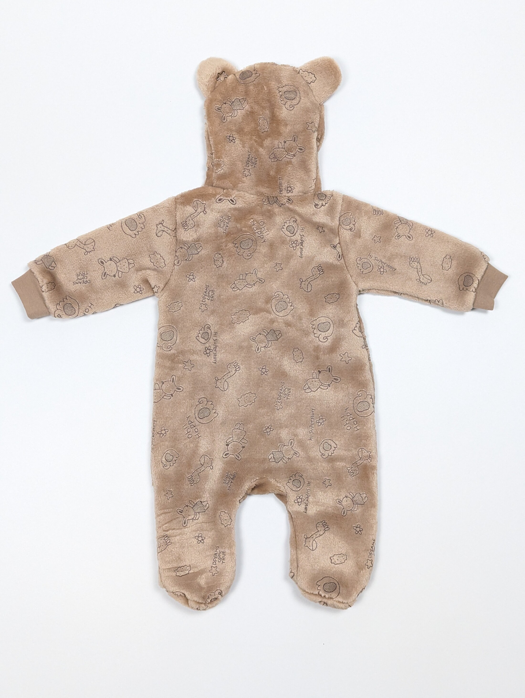 Комбінезон коричневий з іграшками для немовлят велсофт ззаду