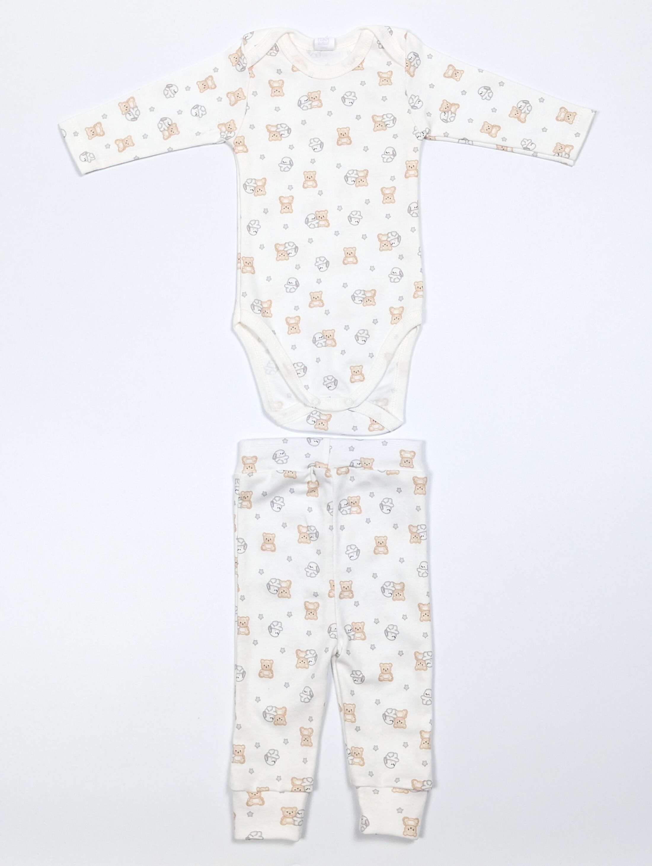 Комплект ведмедики та зірочками: боді довгий рукав + штанці інтерлок