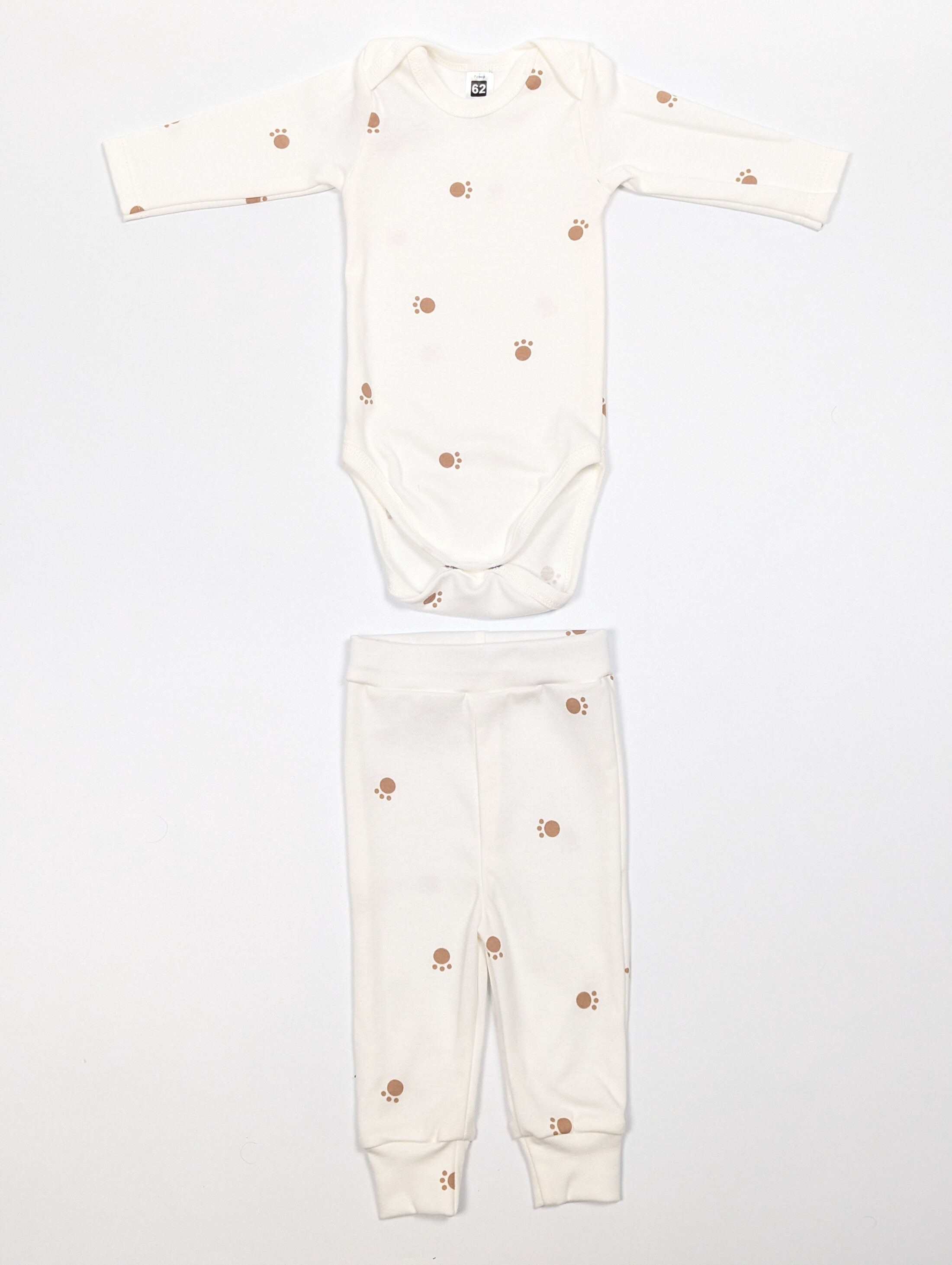 Комплект одягу Лапки: боді довгий рукав та штанці, інтерлок