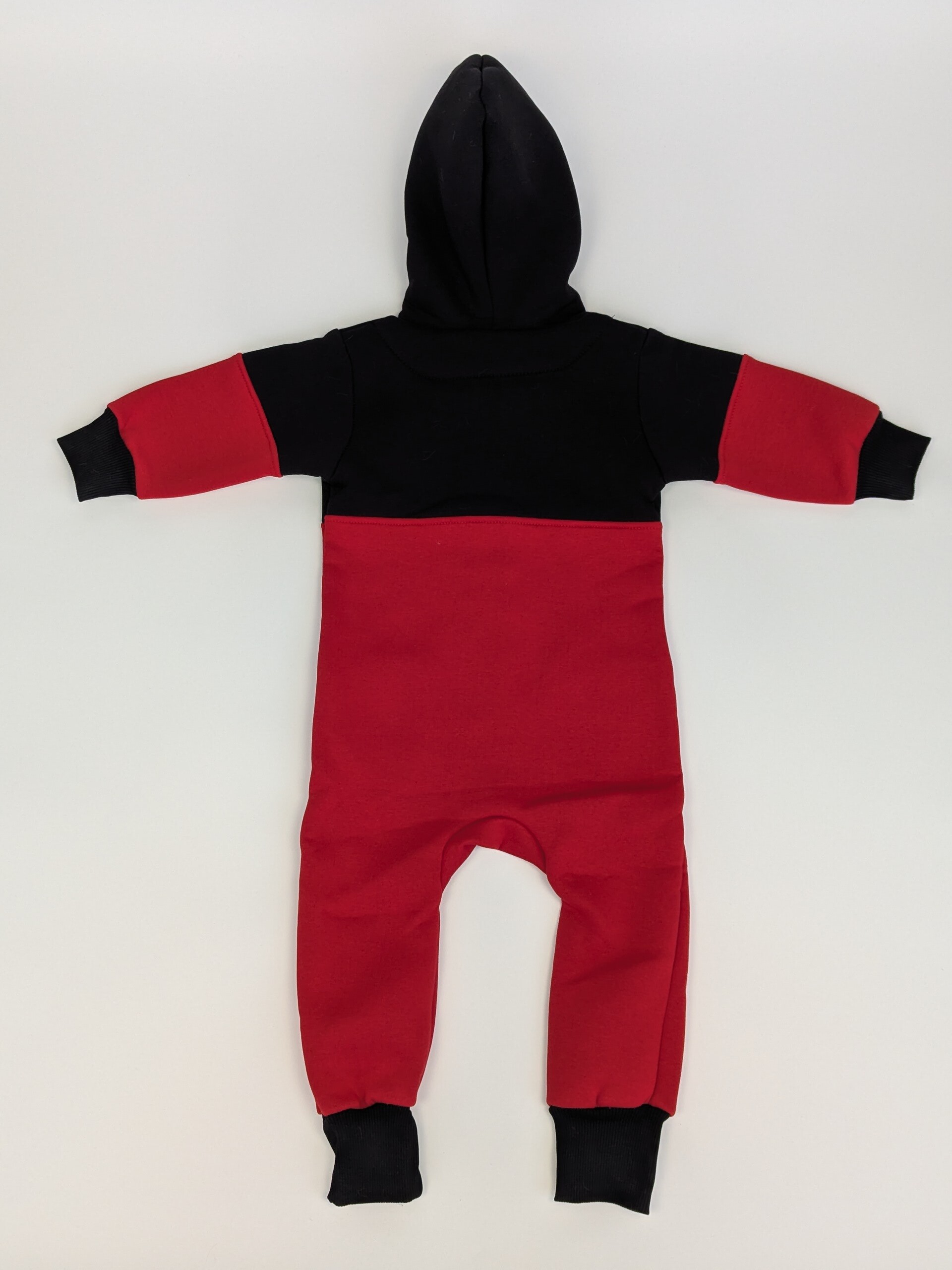 Ромпер Комбі червоний тринитка пеньє на флісі ззаду