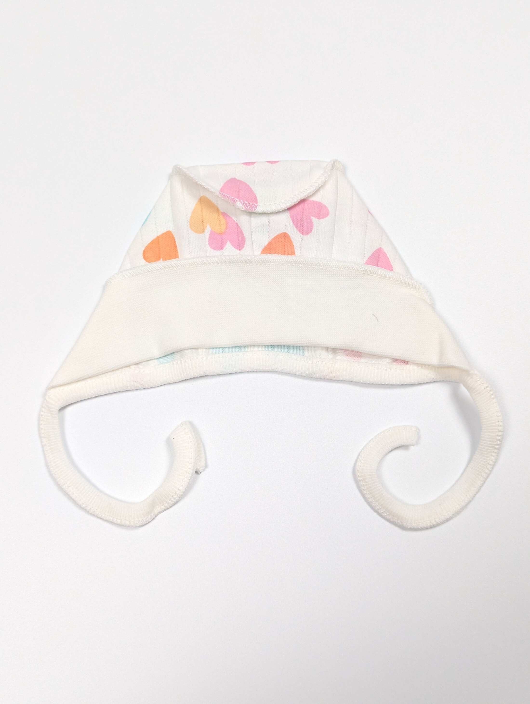Шапочка на завязках для дівчаток з сердечками, бавовна