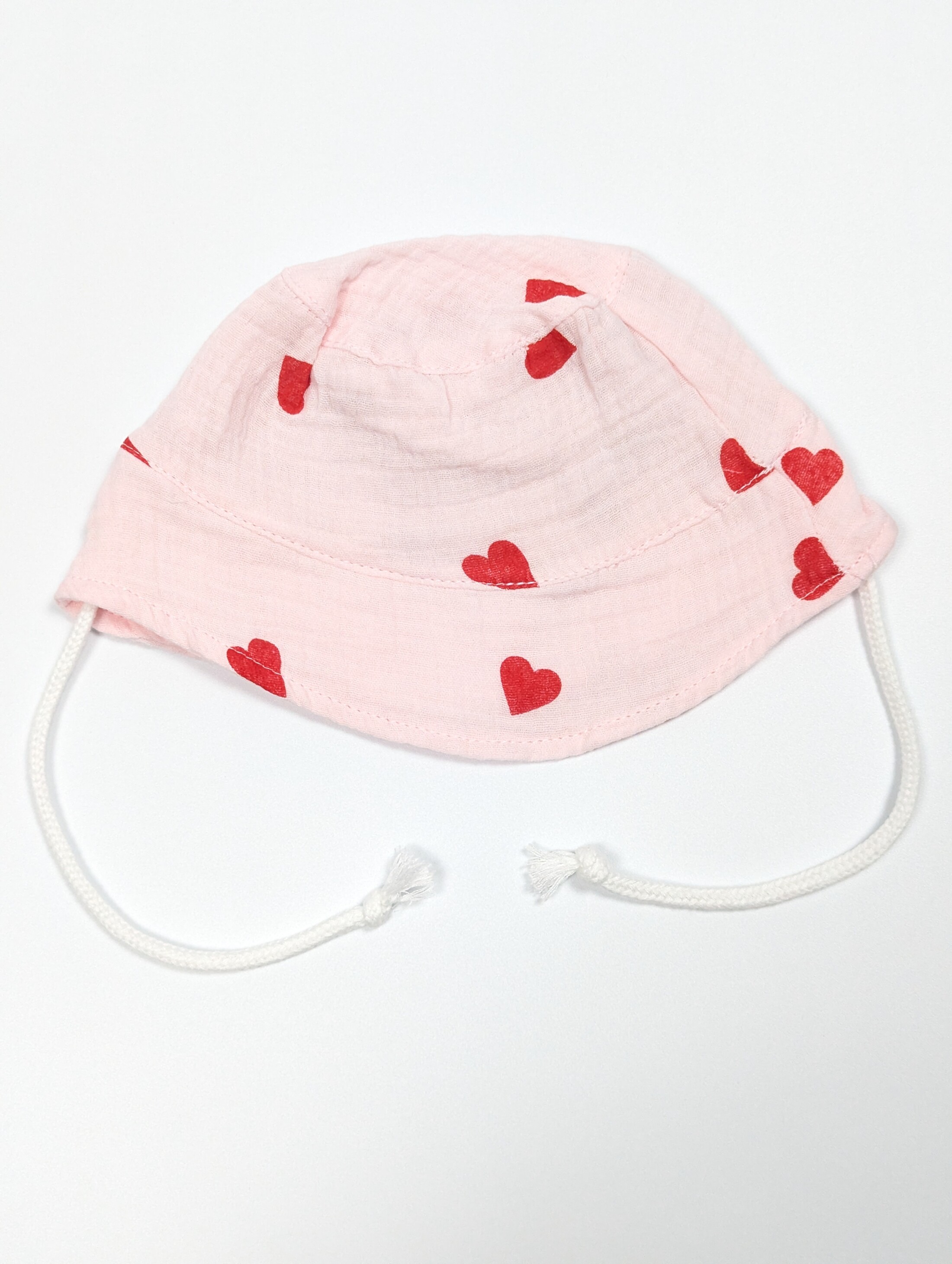 Рожева панамка з сердечками для дівчаток муслін