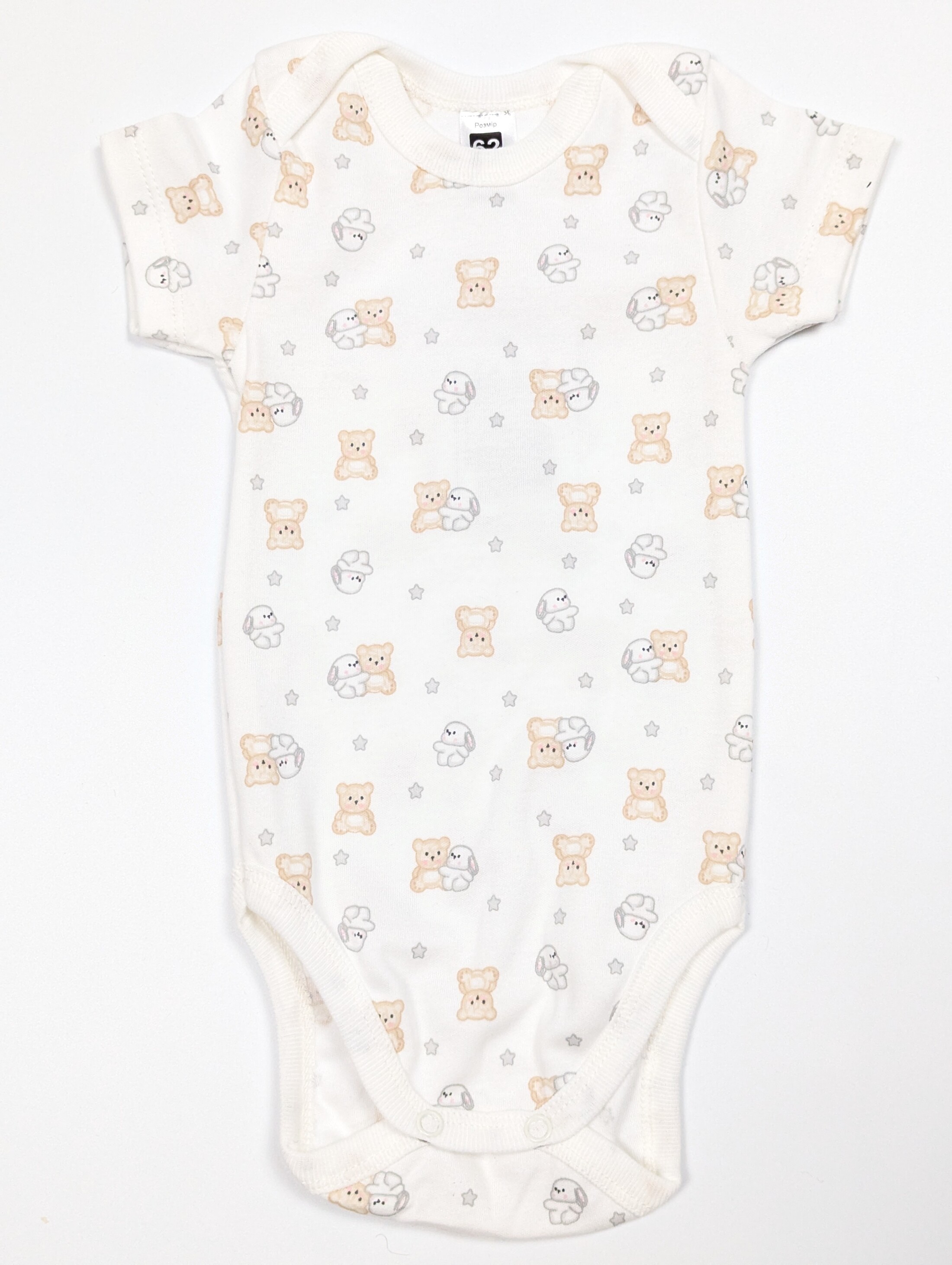 Боді з коротким рукавом принт ведмедики та зірочки інтерлок