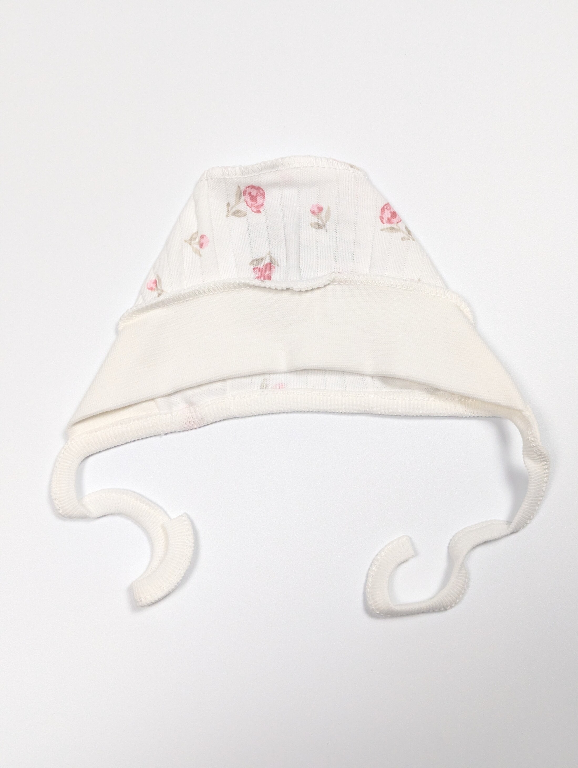 Шапочка на зав'язках з квіточками, інтерлок