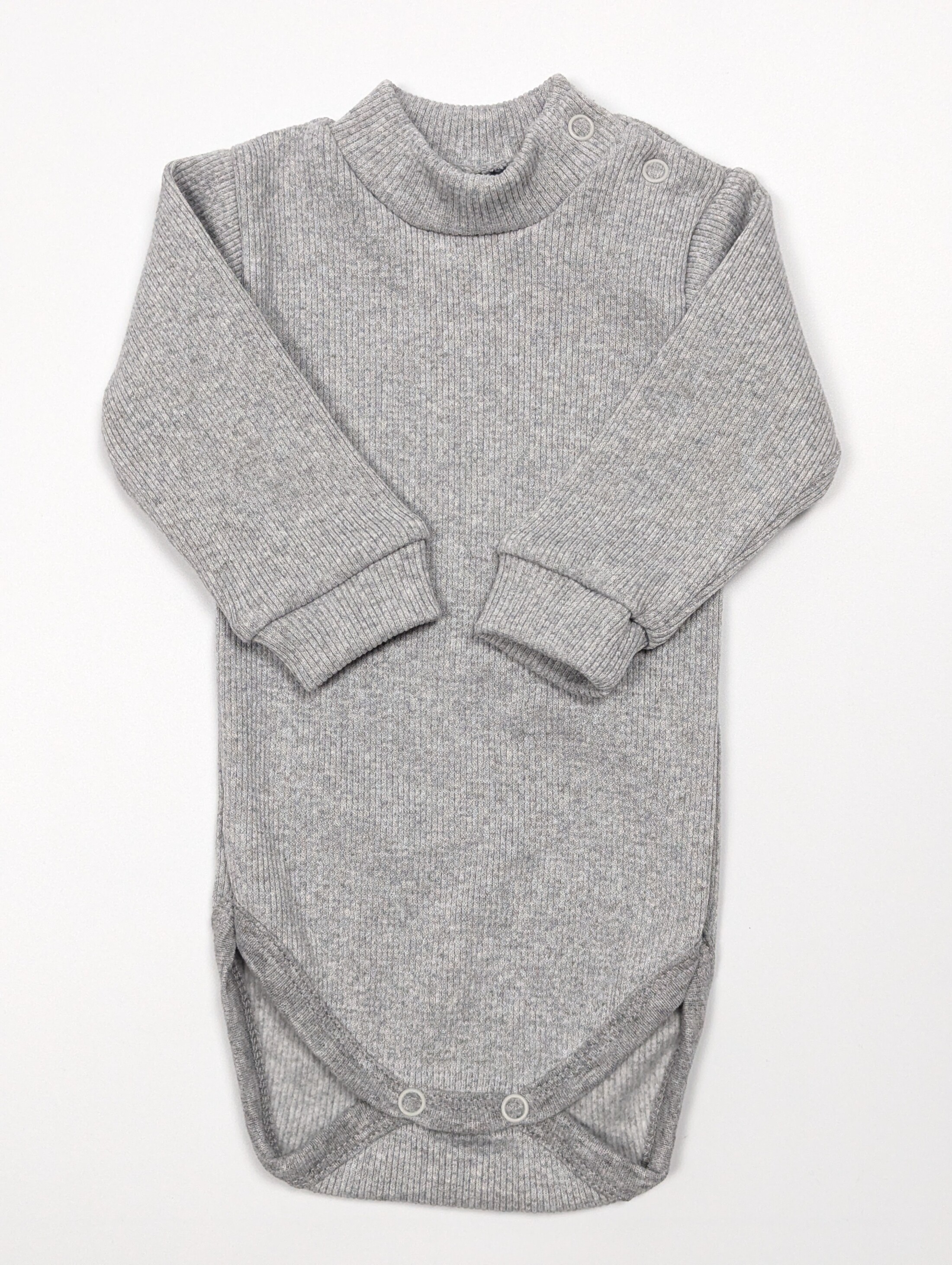 Боді унісекс сірий бавовна, еластан зі складеними рукавами