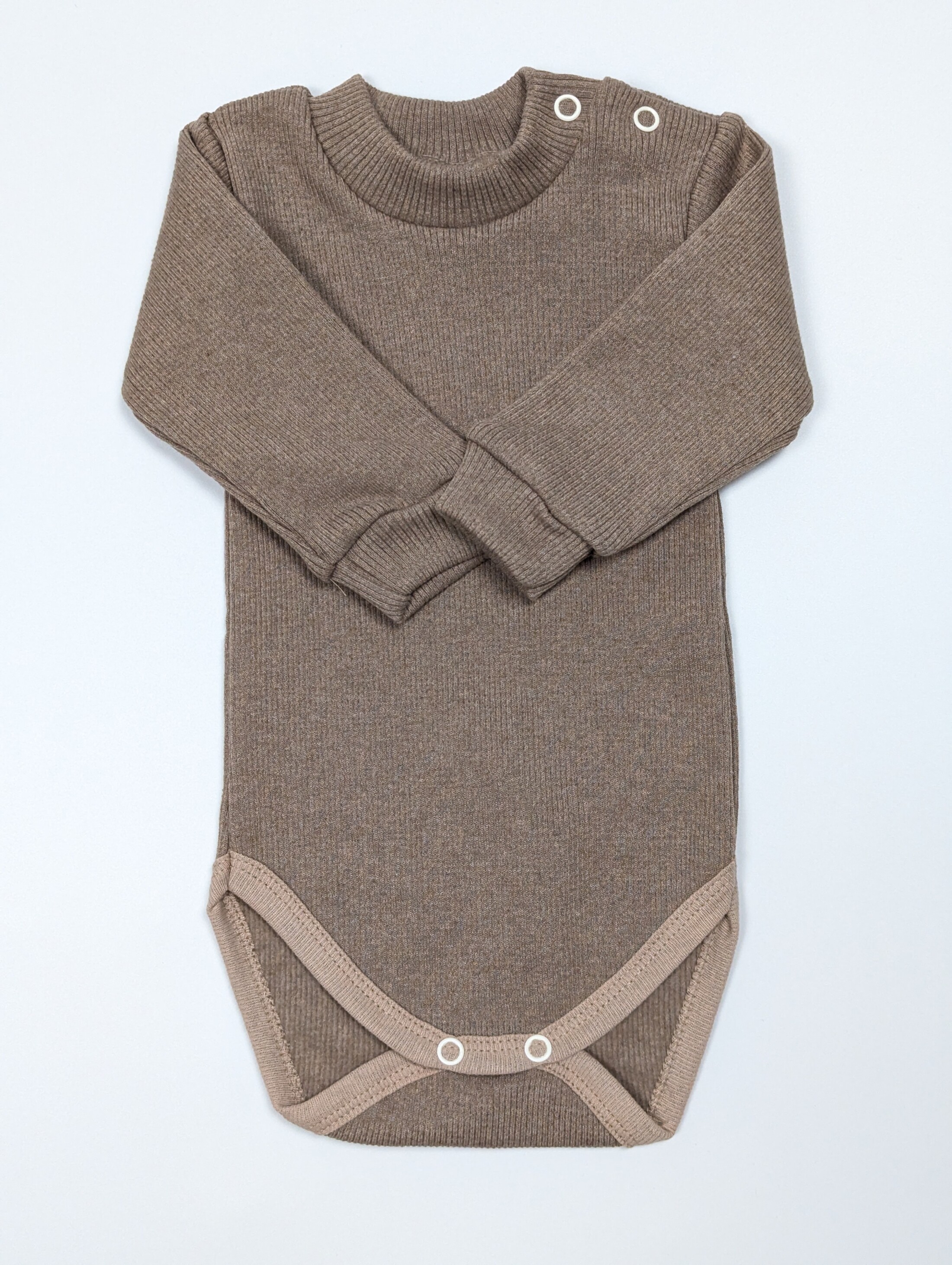 Боді унісекс коричневий бавовна, еластан зі складеними рукавами