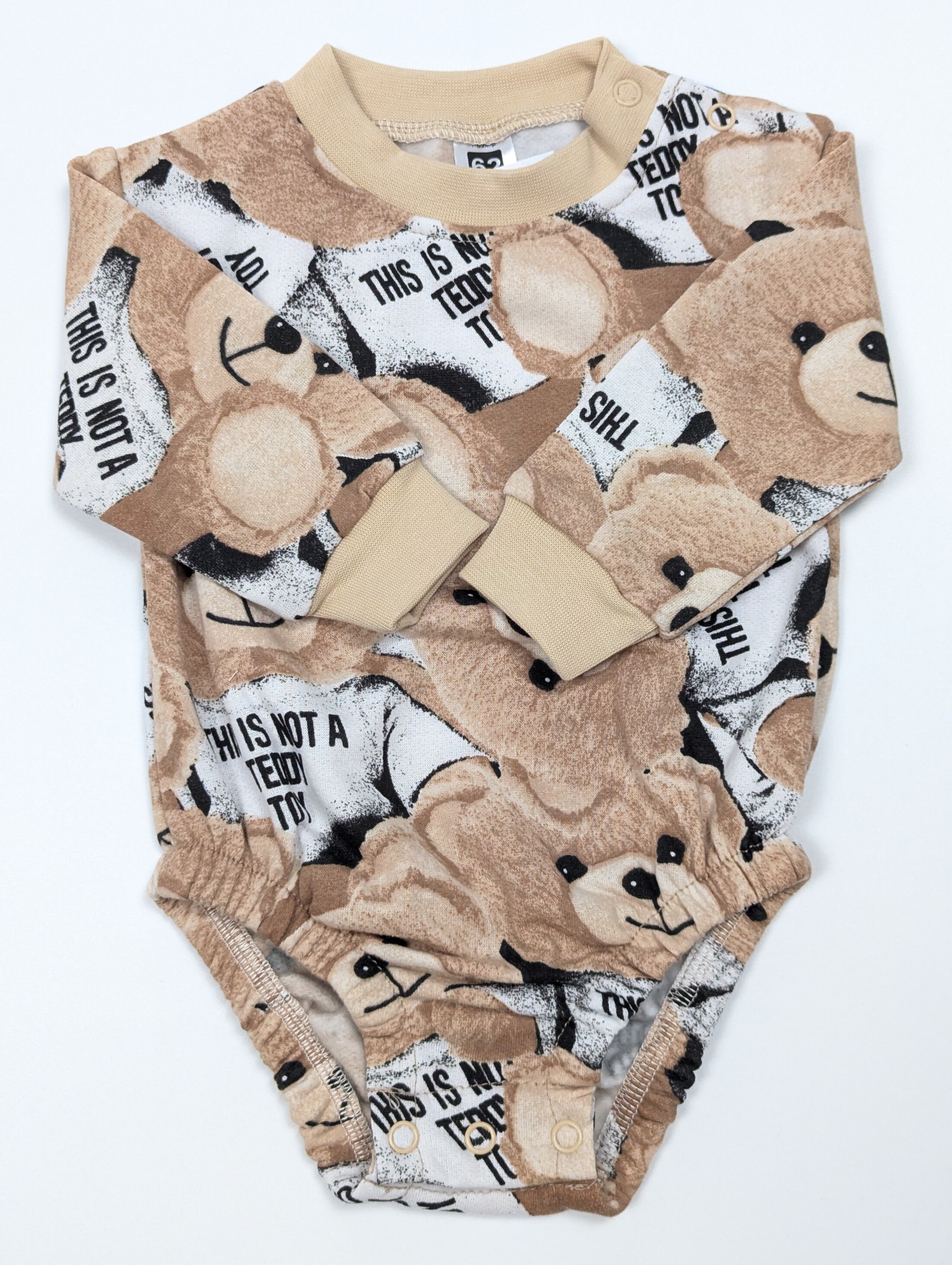 Боді-джемпер бежевий з ведмедиками, начіс зі складеними рукавами