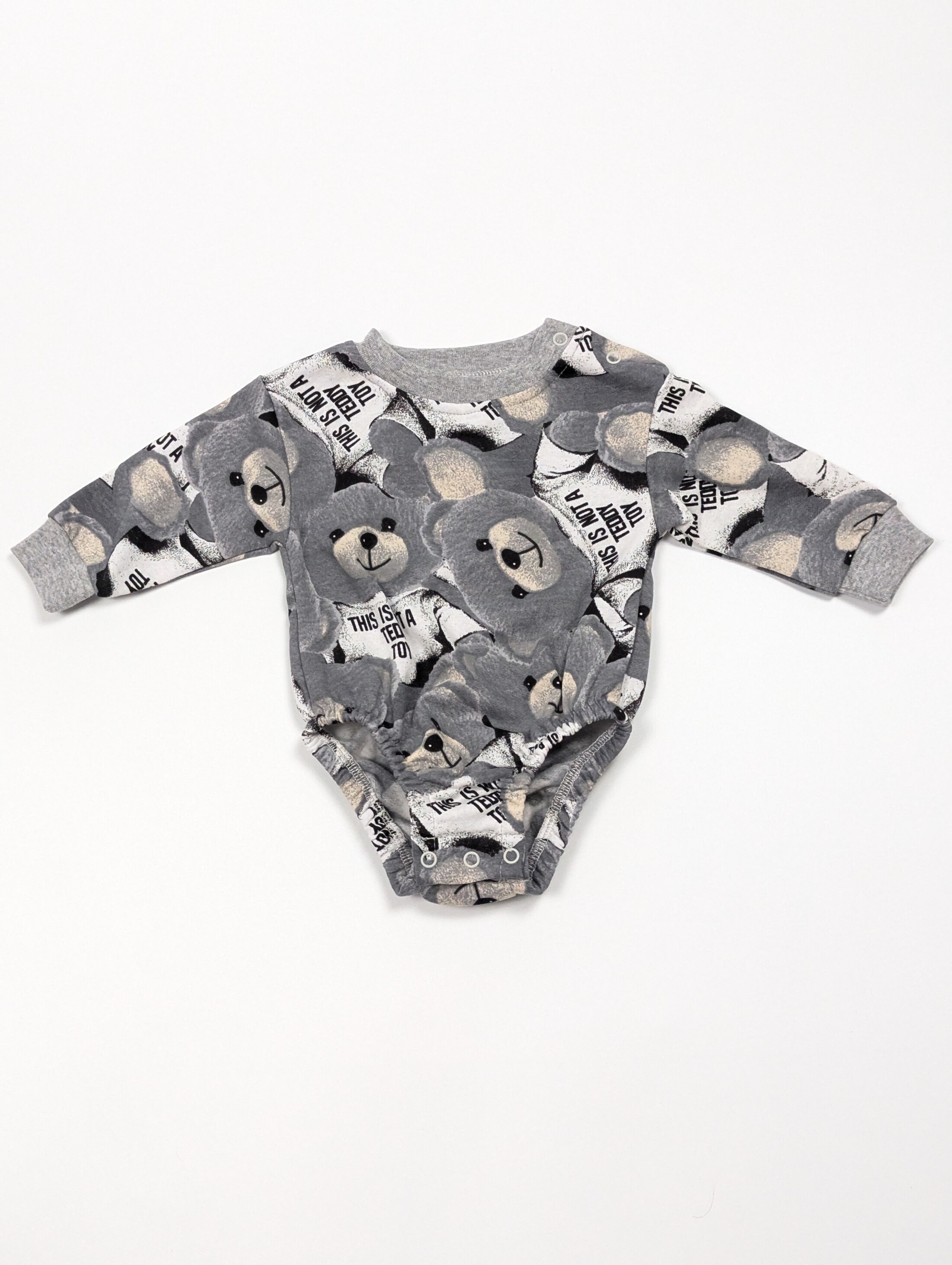 Боді-джемпер сірий з ведмедиками, начіс