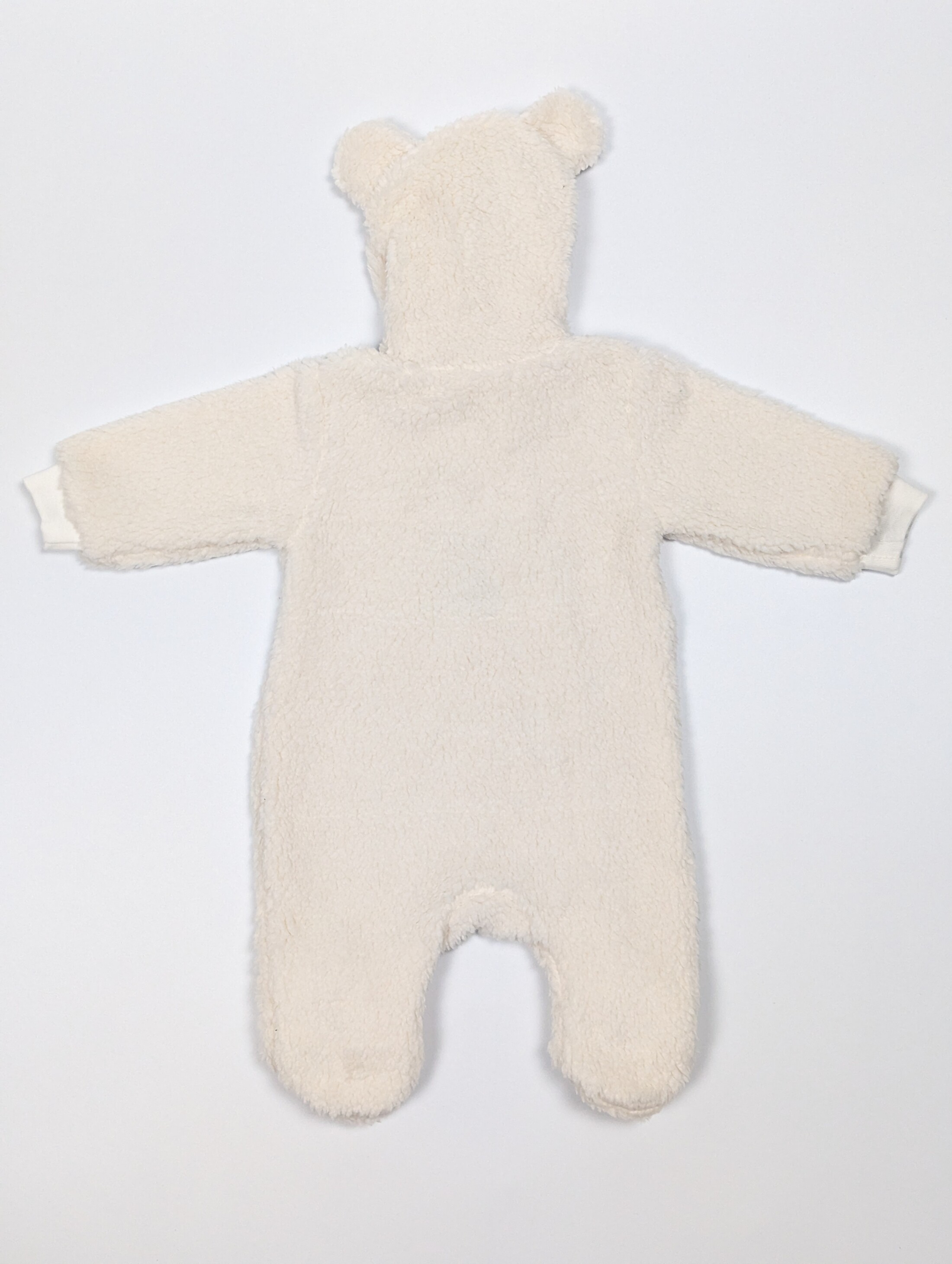 Комбінезон молочний з вушками, велсофт ззаду