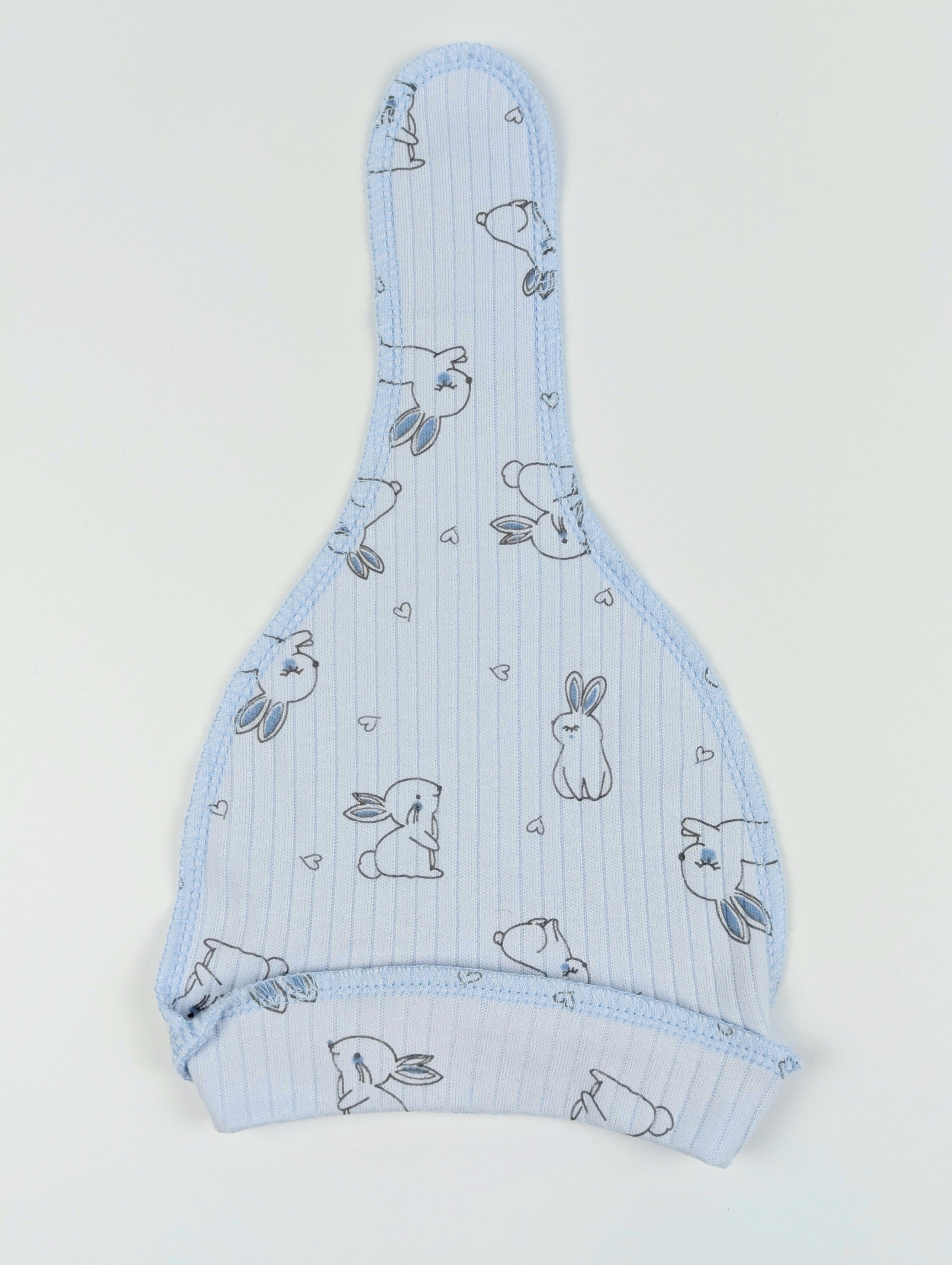 Шапочка з комплект: Європелюшка-кокон блакитний з зайчиками та шапочка інтерлок