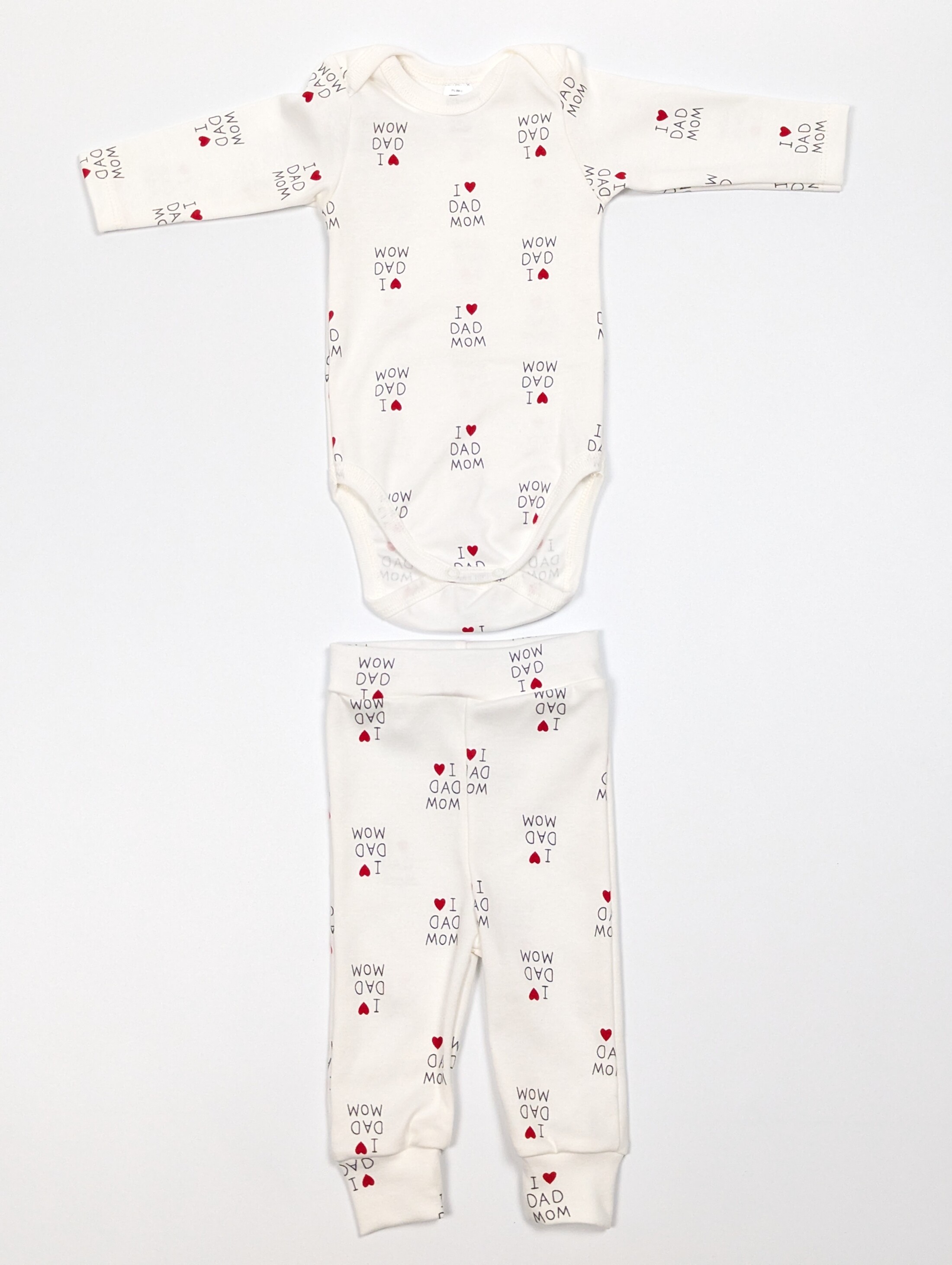 Комплект молочний I love dad and mom: боді + штанці інтерлок